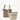 Medium Song Bag in taupe leather with a removable beige canvas inner pouch. Features adjustable strap and magnetic closure.
