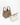 Large taupe Song bag with cream canvas pouch, full-grain leather, magnetic closure.