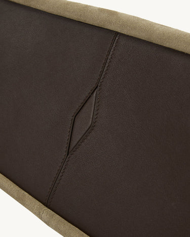 Large Yore Hobo Bag in Dune Suede, featuring contrast nappa leather and suede panels with intricate stitching.