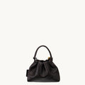 Dark brown leather Lucky Pouch Charm with drawstring closure and adjustable strap