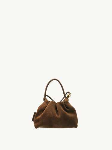 Brown cow suede leather Lucky Pouch Charm with adjustable strap.