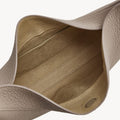 Luna Bag in Cobble color, showing textured leather interior and compartments.