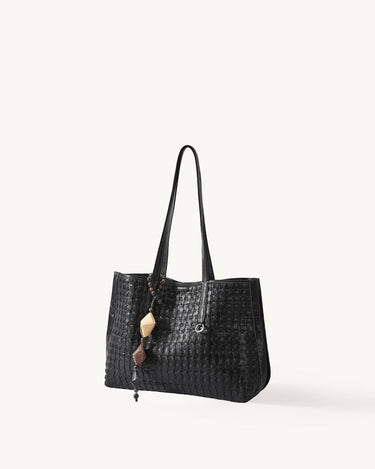 Black Medium Woven Shoulder Bag 