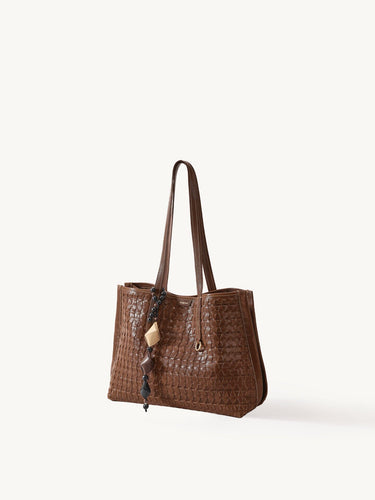 Medium Woven Tote Bag in Sandal 