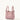 Medium Song Bag in pink textured leather, a stylish bucket bag with dual handles.