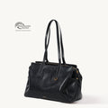 Medium Yore Duffle Bag in Onyx - vegan leather travel bag with GRS certification.