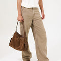 Medium Yore Hobo Bag in Sandal Suede, featuring cow suede leather and vintage design.