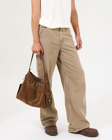 Medium Yore Hobo Bag in Sandal Suede, featuring cow suede leather and vintage design.