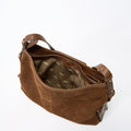 Medium Yore Hobo Bag in Sandal Suede with open compartment and patterned interior lining