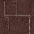 Chocolate Mini Drippy Roof Bag with white stitching detail on textured leather