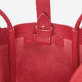 Red Mini Song Bag interior with full-grain leather and gold hardware detail.