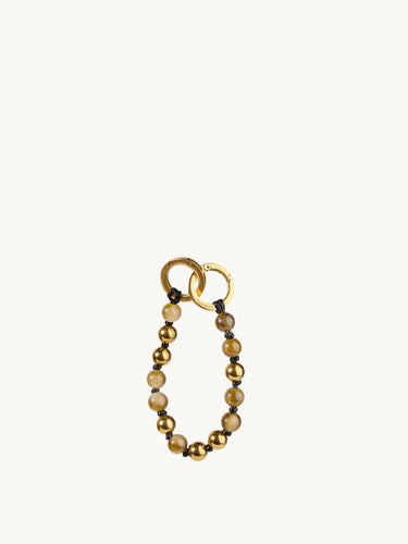 Peace Beads Charm in Topaz with gold beads, jade beads, and metallic clasp. Perfect bag charm.
