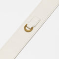 White leather strap with gold D-ring hardware, detail of Small Gather Bag Set
