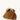 Ochre suede small gather bag set with straw hat and coffee cup