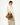 Ochre suede Small Gather Bag Set on woman wearing distressed sweater and linen pants
