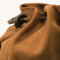 Ochre Suede Small Gather Bag Set with braided leather drawstring details