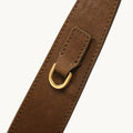 Brown leather bag strap detail with gold D-ring on Small Gather Bag Set