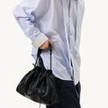 Onyx Small Gather Bag Set in supple nappa leather with braided handle.