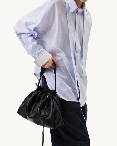 Onyx Small Gather Bag Set in supple nappa leather with braided handle.
