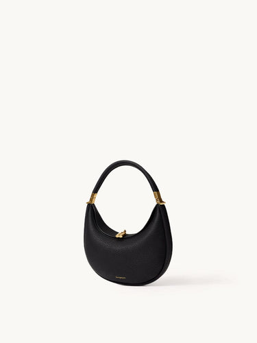 Black Small Luna Bag with gold hardware and textured leather