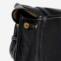 Black Small Shan Satchel Bag with gold hardware and detailed stitching