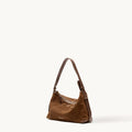 Small Yore Hobo Bag in Sandal Suede, featuring a minimalist design and adjustable strap.